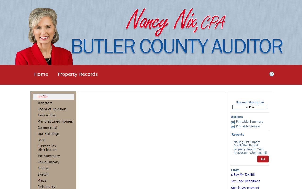 Butler County residents directory Auditor property search