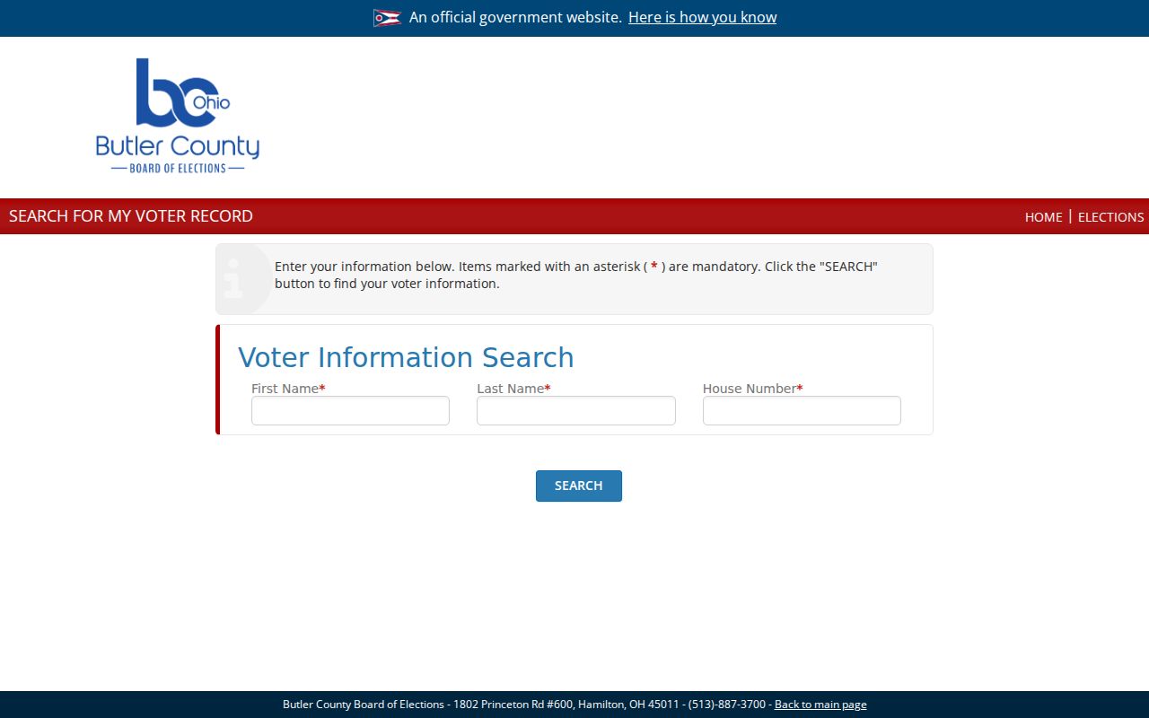 Butler County neighbors individual voter search form