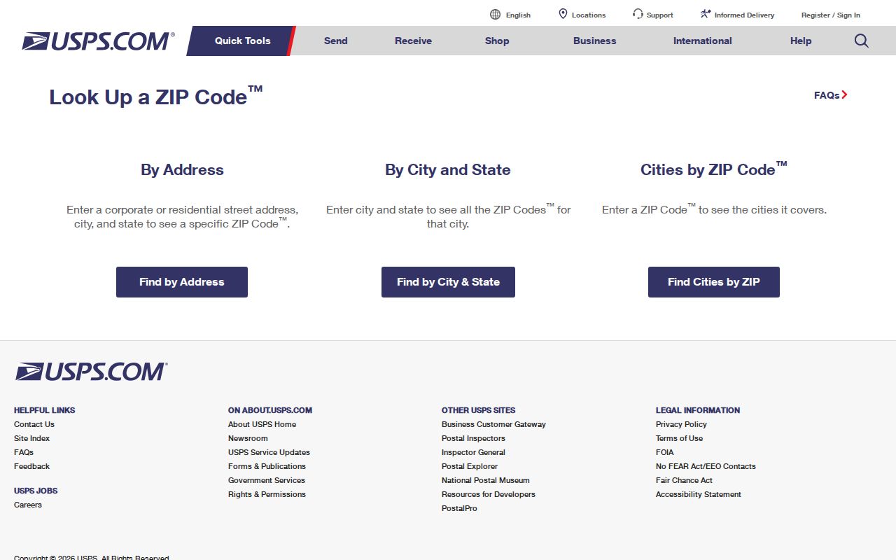 Butler County ZIP code USPS address lookup screen